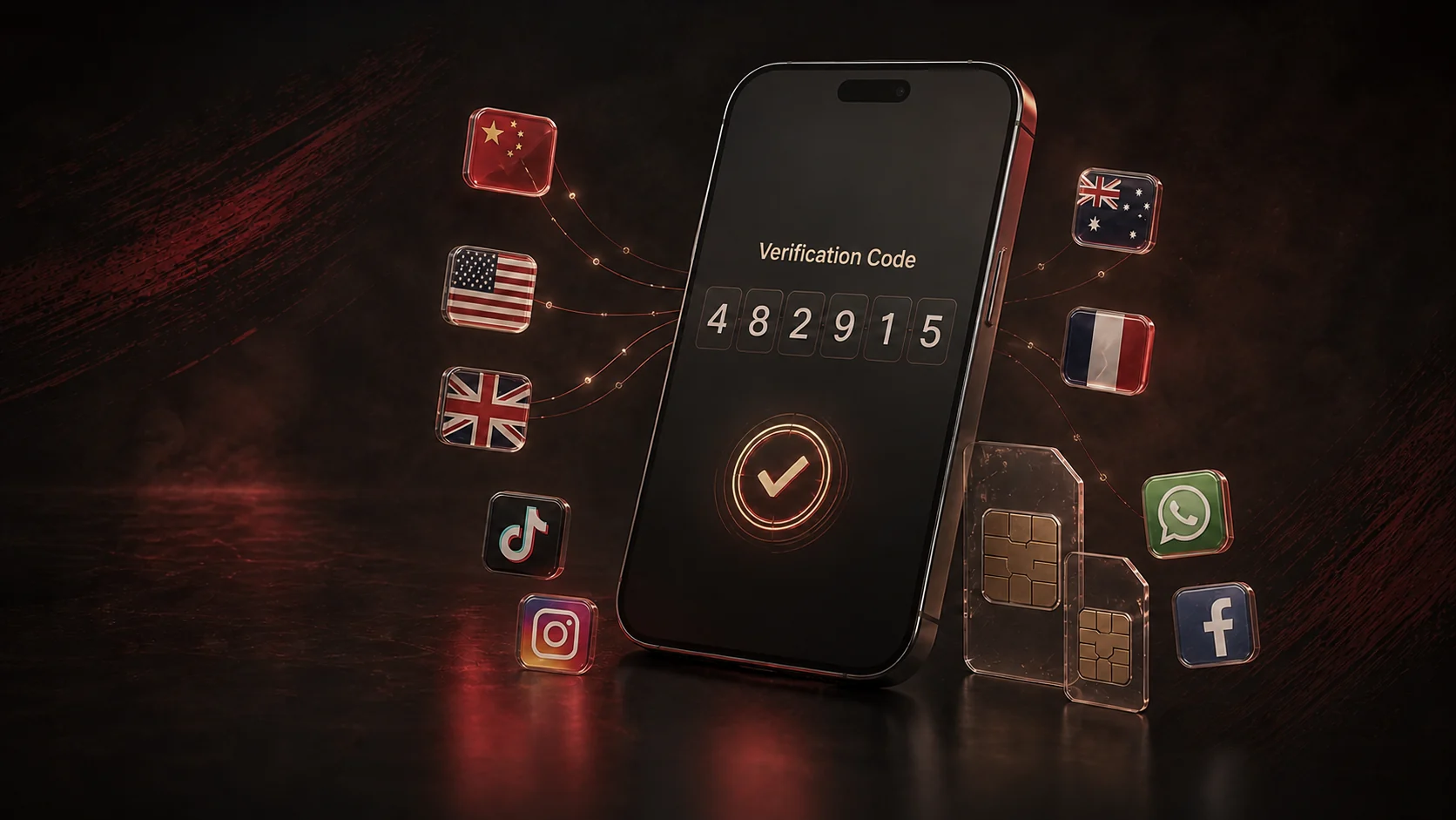 International verification code and social growth tools on a phone