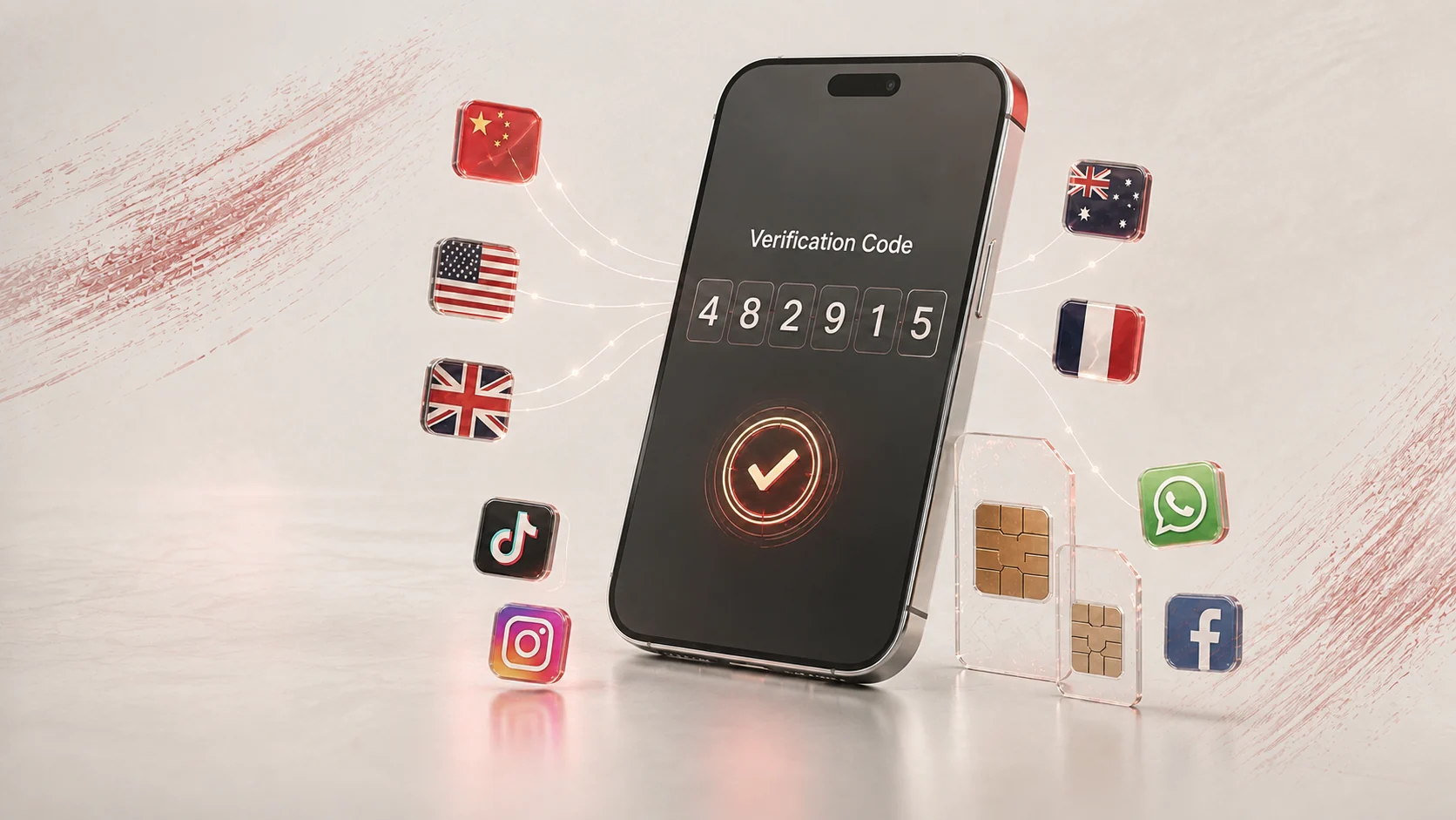 International verification code and social growth tools on a phone